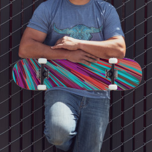 Skate Penas Geométricas de Abstrato de Teal Laranja Lila