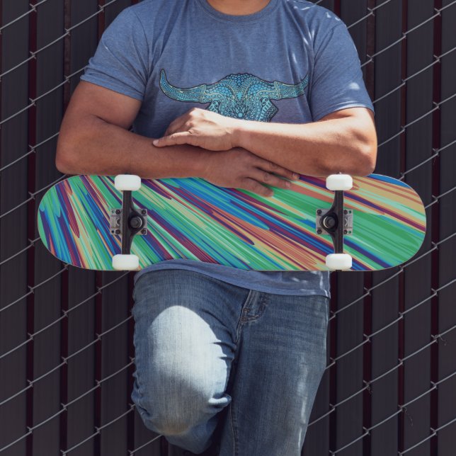 Skate Penas Geométricas do Abstrato de Teto Laranja Azul (Ao ar livre 3)