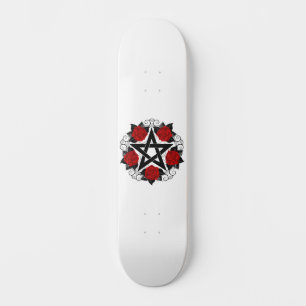 Skate Pentagrama com Rosas Vermelhas