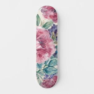 Skate Peônia Botânica Aquarela Flora Lavanda