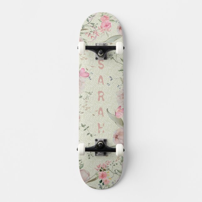 Skate Peony & Butterflies Sage Aesthetic (Frente)