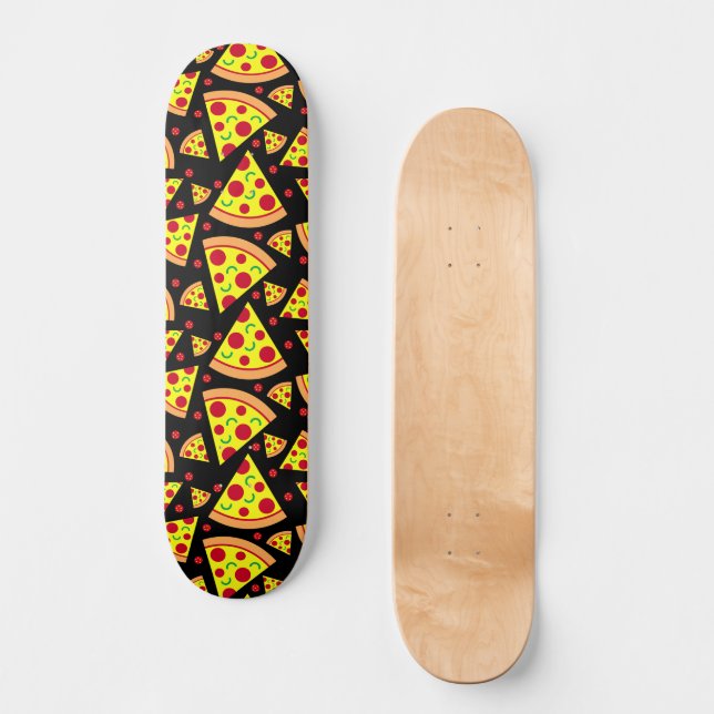 Skate Pepperoni Pizza Fatias Lixo Comida Preto (Frente)