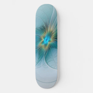 Skate Pequena Beleza Flor de Arte Fractal Azul Moderno D