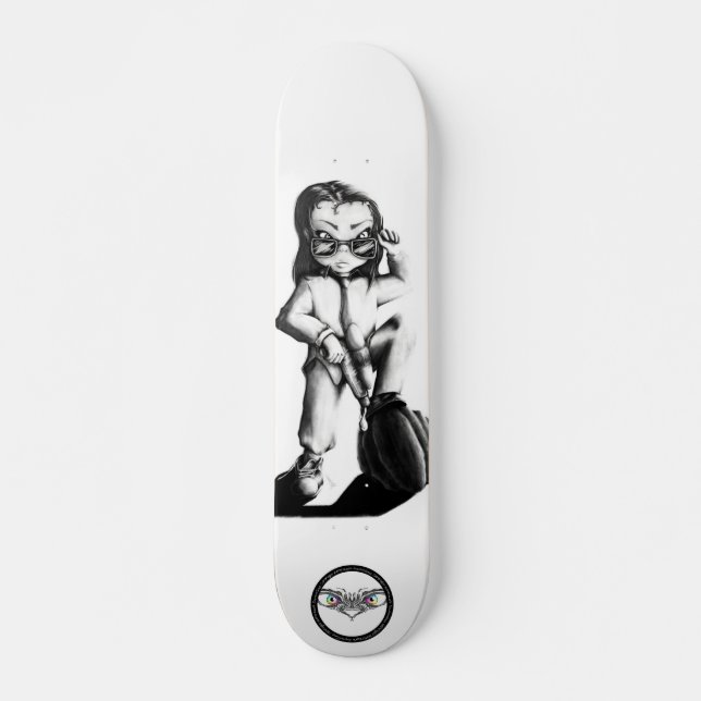 Skate Pequeno Brat legal, desenho preto e branco (Frente)