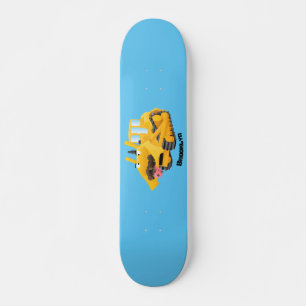 Skate Personagem de desenho animado de bulldozer amarelo