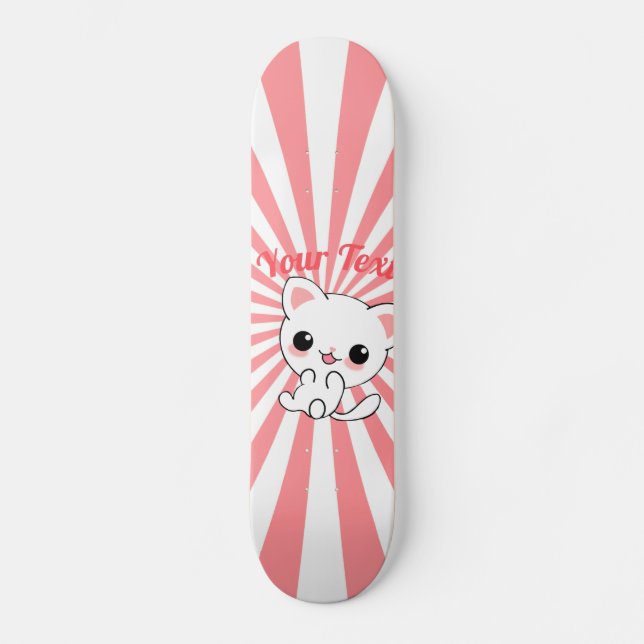 Skate Personalizado de Kawaii White Kitten (Frente)