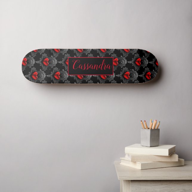 skate Personalizado do Coração do Gótico Vermelho (Arte de parede (Horz))