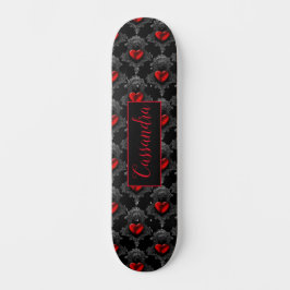 skate Personalizado do Coração do Gótico Vermelho