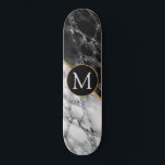 Skate Personalizar a sua letra de Pedra de Mármore do sk<br><div class="desc">Skateboard Personalizado de Pedra Branca Preta - Adicione Sua Carta / ou Ano - Idade / Número / Mais</div>