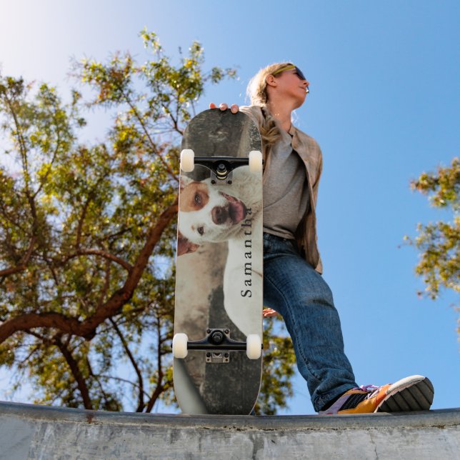 Skate Personalized Dog Photo Family name (Ao ar livre 1)