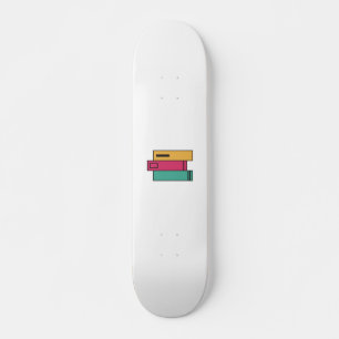 Skate pilha de livros