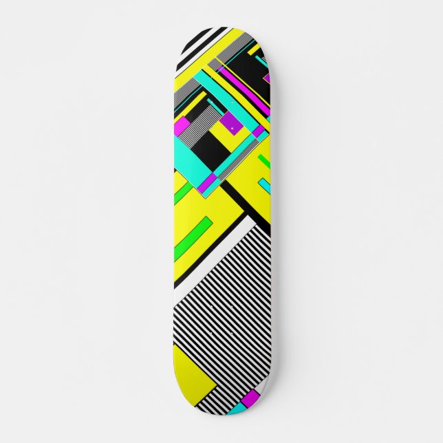 Skate Pillo de néon geométrico abstrato geométrico brilh (Frente)
