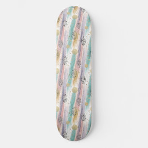 Skate Pincel de Pastel e Abstrato geométrico Dourado