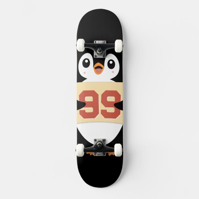 Skate Pinguim Fofo Segurando uma Placa (Frente)
