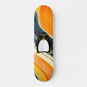 Skate Pinguim Legal Com Óculos de Sol Pintura Azul e Lar