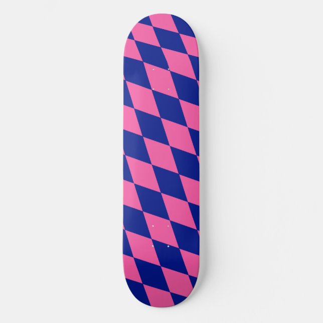 Skate Pink and Blue Harlequin Checkered Design  (Frente)