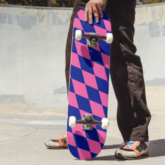 Skate Pink and Blue Harlequin Checkered Design 