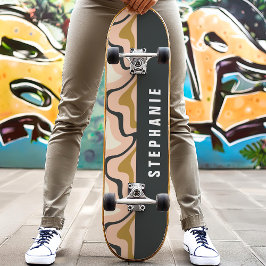 Skate Pink Black Gold Retro Moderno Mármore Redemoinho