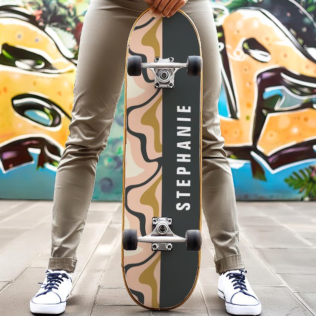Skate Pink Black Gold Retro Moderno Mármore Redemoinho (Criador carregado)
