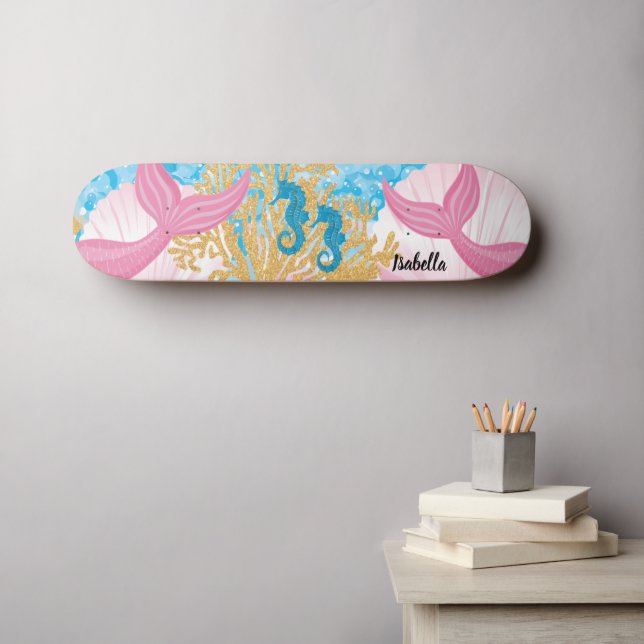 Skate Pink Fantasy Mermaid Life (Arte de parede (Horz))