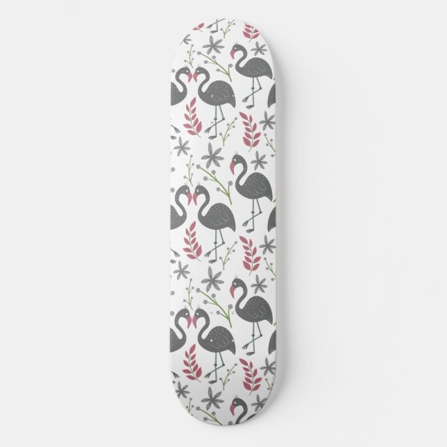 Skate Pink flamingo seamless pattern flowers, leaves (Frente)