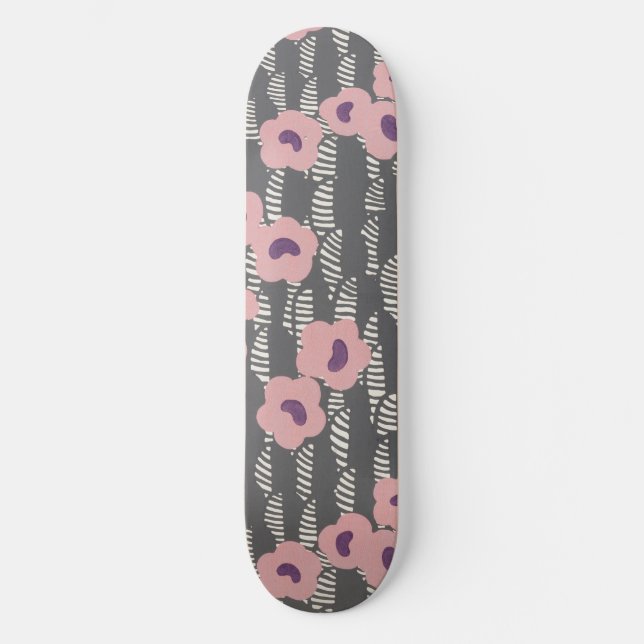 Skate Pink Flowers Abstract Blooms Mid-century Art Deco (Frente)