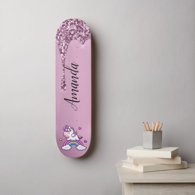 Skate Pink glitter unicorn (Arte de parede)