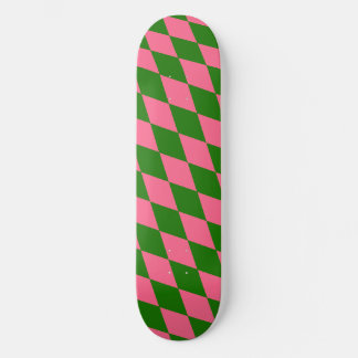 Skate Pink Green Harlequin Checkered Design 