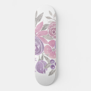 Skate Pink Purple Light Sage Green Floral Watercolor