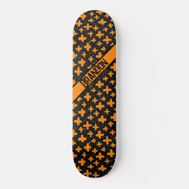 Skate Pintado Plus em Laranja com Nome  (Frente)