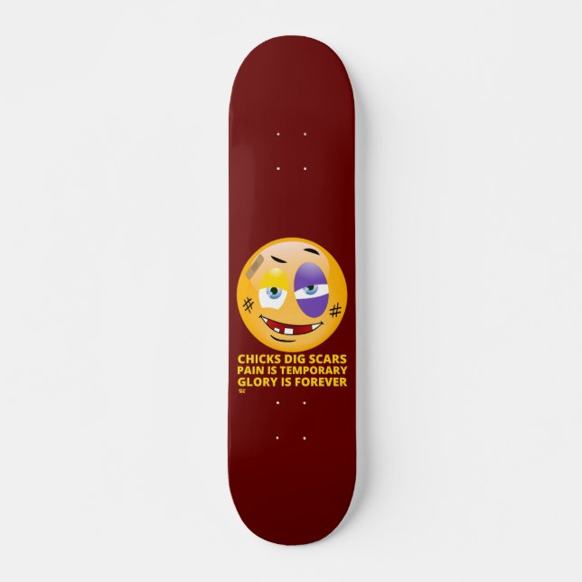 Skate "PINTINHOS DIG SCARS" engraçado emoji (Frente)