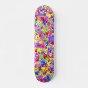 Skate Pintor Splatter Arco-Íris Brilhante Fundo Colorido