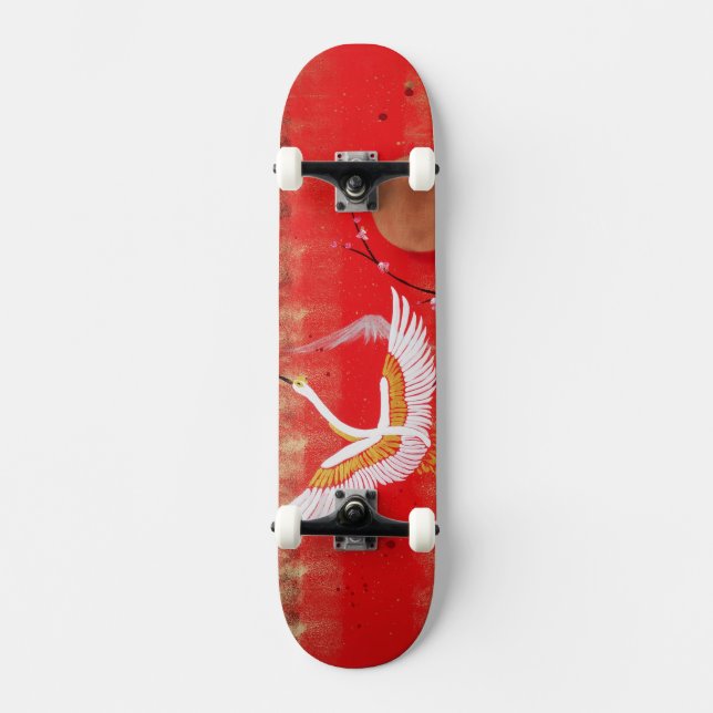 Skate Pintor vermelho sakura japonês (Frente)