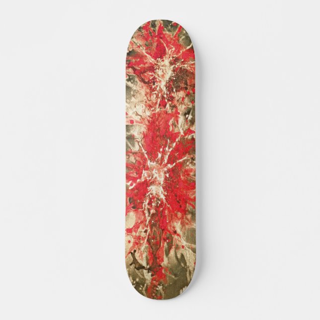 Skate pintura abstrato | estampagem vermelha (Frente)