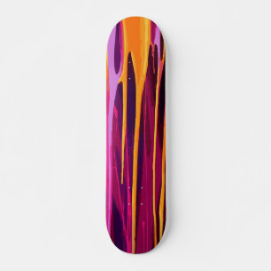 Skate Pintura Amarela a Gotejar Sobre Arte Abstrata Rosa