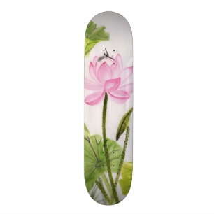 Skate Pintura da aguarela da flor de Lotus 2