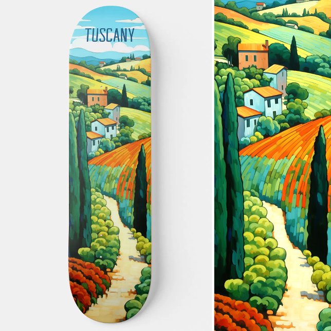 Skate Pintura da Toscana Itália | Viagem Art (Painting of Tuscany Italy | Travel Art Skateboard)