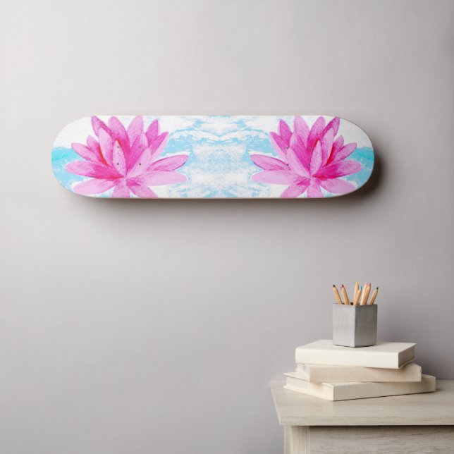 Skate Pintura de Flor de Lotus Rosa Pacífica (Arte de parede (Horz))