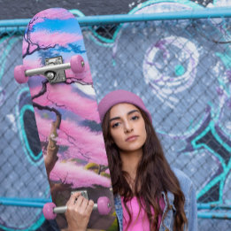 Skate Pintura De Uma Árvore De Flor De Cereja