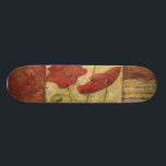 Skate Pintura Floral com Traços Visíveis do Pincel<br><div class="desc">Os pincéis são visíveis nesta pintura floral de Chariklia Zarris. Duas flores vermelhas sentam-se no meio da peça com grama no fundo e algumas folhas flutuando no topo. Uma cena caprichosa que daria um presente de excelente!</div>