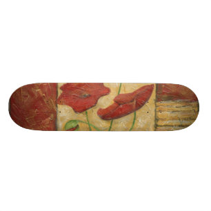 Skate Pintura Floral com Traços Visíveis do Pincel