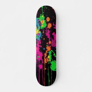 Skate Pintura Neon em Espalhamento Abstrato de Arte de R