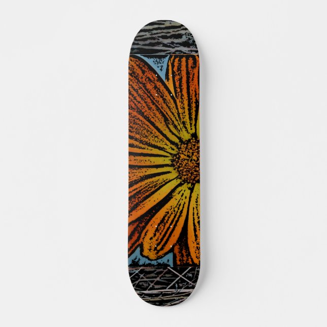 Skate Piso de Flor Laranja (Frente)