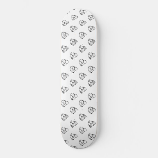 Skate pitbull desenhando simples cão amante branco preto (Frente)