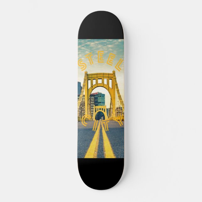 Skate Pittsburgh Steel City Skyline Bridge Pennsylvania  (Frente)