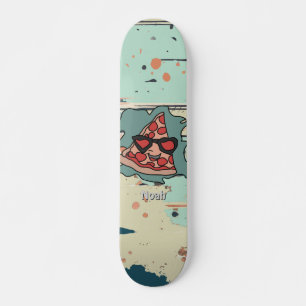 Skate Pizza minimalista com óculos de sol clássicos