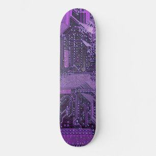 Skate Placa de Circuito Cibernético Roxo Arte de Tecnolo
