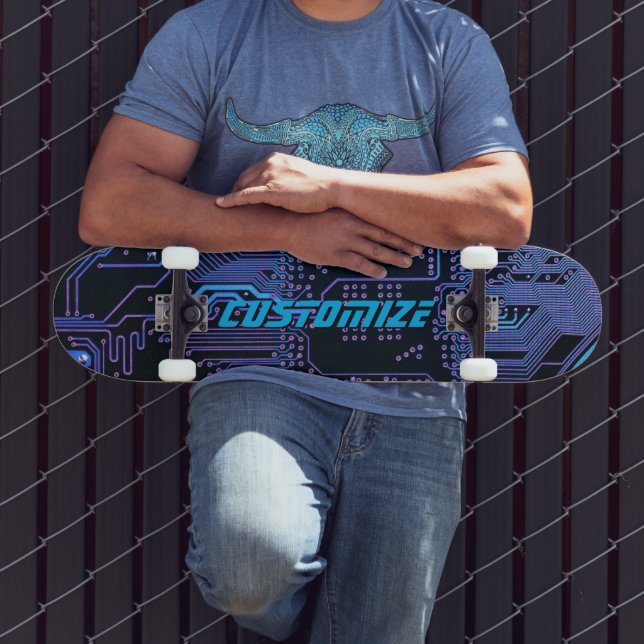 Skate Placa de Circuito PCB Azul Cibernética Personaliza (Ao ar livre 3)