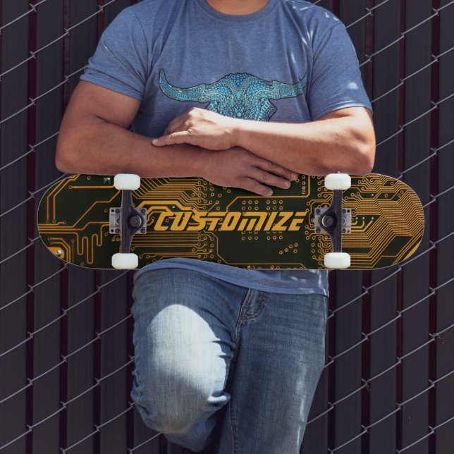 Skate Placa de Circuito PCB Cyber Laranja Personalizada  (Ao ar livre 3)
