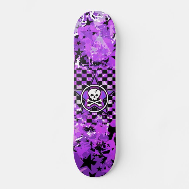 Skate Placa de Skull em Estrelas Puras (Frente)